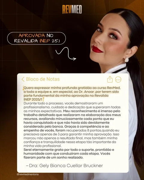Depoimento de Dra. Gely Bianca Cuellar Bruckner — aprovado no Revalida INEP 25.1